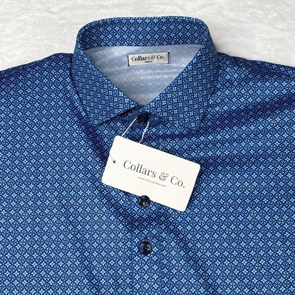 Collars & Co. Other - Collars and Co NWT Semi-Spread Collar Polo Lattice Blue - Size Small